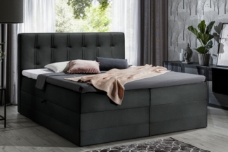 99rooms Hugo Boxspringbett Strukturstoff INARI 120x200 cm Schwarz