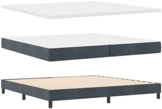 vidaXL Boxspringbett mit Matratze Schwarz 100x200 cm Velvet Dunkelgrau 3341541