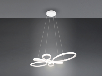 Große LED Pendelleuchte FLY geschwungen Weiß, Breite 83cm