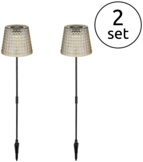 Solarleuchte Garten 2er Set Erdspieß Solarlampe LED Außen Solar Grau 36635-2S