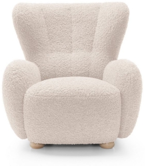 Goldstoff Sessel HUGSY Relaxsessel Boucle mit hoher Rückenlehne – Skandi & Boho Stil (Einzelsessel, Loungesessel), mit Relaxfunktion