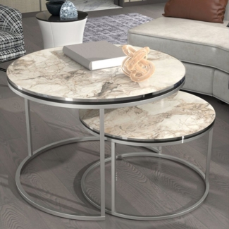Couchtischset ’Skagen’ im 2er Set Marmor, weiß / Silber [en. casa]