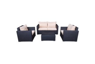 HTI-Living Gartenlounge-Set Terrassenmöbel Caletta, (Set, 4-tlg, 1 Zweisitzer, 2 Sessel, 1 Tisch), Loungemöbel Polyrattan