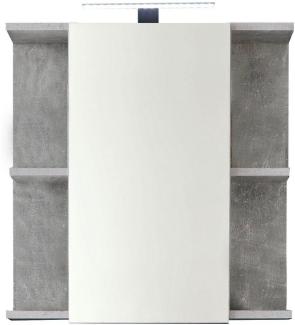 trendteam Spiegelschrank Badezimmerschrank mit Beleuchtung Beton Stone 60x62 cm