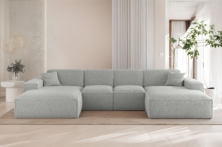 Wohnlandschaft Sofa U-Form CELES PREMIUM XS in Stoff Sven Hellgrau