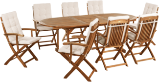 Gartenmöbel Set 8-Sitzer MAUI PREMIUM Akazienholz Hellbeige