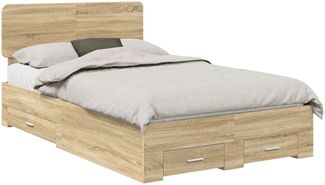 vidaXL Bettrahmen mit Kopfteil Sonoma-Eiche 135 x 190 cm Holzwerkstoff 3412384