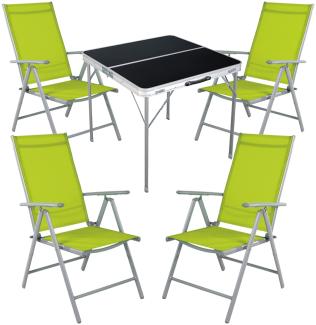 5-teiliges Campingmöbel Set Aluminium Textilen lime