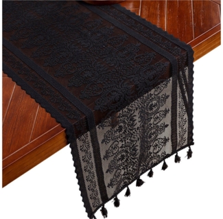 Refttenw Tischläufer Boho Tischläufer Vintage mit Fransen Häkelspitze Tischdecke, für Couchtisch, Esstisch, Hochzeit, Partys