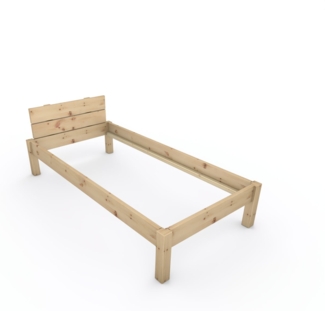 Pfostenbett "metallarm" Zirbe Holzbett "Daybett" 90 x 190cm 38cm Einzelbett