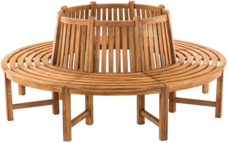 Baumbank SUTOR - Holz Teak 200x200x89.5 cm | Kreisrunde Sitzbank Mit Lehne Baumbank Gartenbank Für Baum