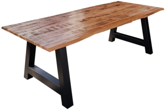 Esstisch Baumkante Massiv Mango naturfarben 240 x 100 schwarz A-Gestell DORA 82135479