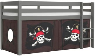 Kinderbett Karolina 210x114x106 Massivholz Grau Textilset Caribian