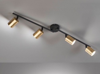 Fischer & Honsel 21439 LED Deckenleuchte Vano 4-flammig sandschwarz blattgoldfarben GU10