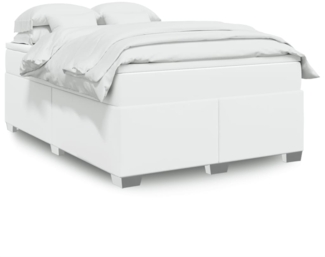 vidaXL Boxspringbett mit Matratze Weiß 140x200 cm Kunstleder 3285214