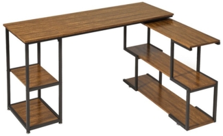 Mondeer Eckschreibtisch Computertisch, mit 360 Grad Drehbarem S-Regal, 2 Höhenverstellbare Regale, L-förmig