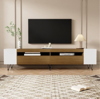 MODFU Lowboard mit Viel Stauraum (Fernsehtisch,TV-Board,TV-Ständer, 1 St, 4 offene Fächer, 2 Türen), mit Seitliche Regalfächer