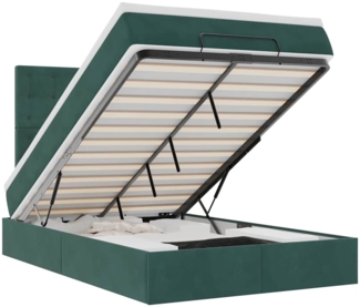 vidaXL Ottoman-Bett mit Matratzen & LEDs Dunkelgrün 120x190 cm Samt 3314453