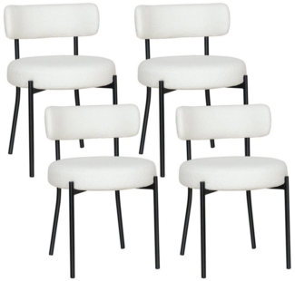 Puluomis Esszimmerstuhl (2/ 4/6er Set Bouclé mit Rückenlehnen, Polsterstühle Küchenstühle mit Metallbeinen, für Esszimmer Küche Wohnzimmer Schlafzimmer, Modern Retro Design, 4 St), Weiß, Schwarz