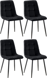 4er Set Esszimmerstuhl FIGAD - Samt Schwarz 45x55x84 cm | Essstühle Esszimmerstühle Küchenstühle Wohnzimmerstühle