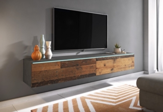 INOSIGN Lowboard LOWBOARD VERA, wahlweise mit oder ohne Beleuchtung, Modernes griffloses TV-Board, 180 cm TV-Schrank, stehend und hängend