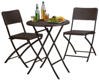 Relaxdays Gartenmöbel Set BASTIAN 3-teilig, Rattan Schwarz