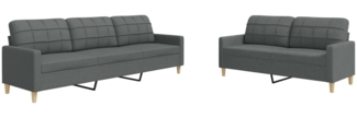 vidaXL 2-tlg. Sofagarnitur Dunkelgrau Stoff 3278320