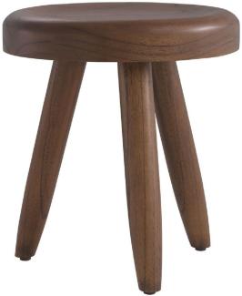 Casa Padrino Luxus Sitzhocker Braun Ø 31 x H. 34 cm - Massivholz Hocker - Runder Mindi Holz Sitzhocker - Luxus Möbel