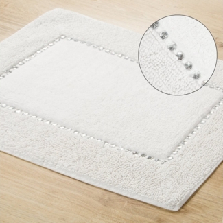 Eurofirany Teppich CHICK Eleganter Teppich Design Badematte Badeteppich Kristalle, dekorativer Bettvorleger 50x70 cm 60x90 cm Baumwolle