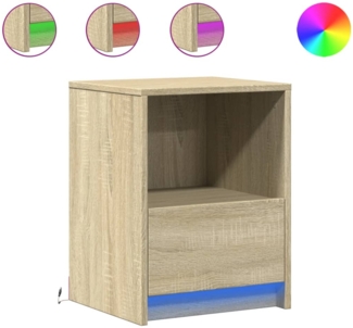 vidaXL Nachttische mit LED-Leuchten 2 Stk. Sonoma Eiche Holzwerkstoff 852024