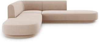 Micadoni 5-Sitzer Samtstoff Symmetrisches Ecksofa Miley | Bezug Cappuccino | Beinfarbe Black Plastic