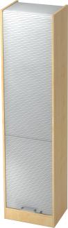 bümö Rollladenschrank 5 OH abschließbar in Ahorn/Silber mit Chromgriff, SET50-3-S-CE