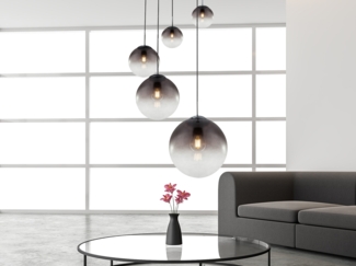 GLOBO LIGHTING LED Pendelleuchte, LED wechselbar, warmweiß, ausgefallene Galerie-lampe Glas-kugel Rauchglas mehrflammig groß Ø65cm