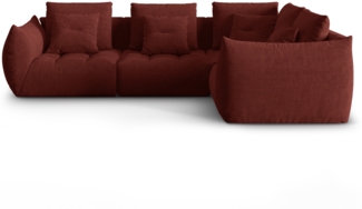 Micadoni Ecksofa Bloom 3-Sitzer Strukturierter Stoff Rot Rechts