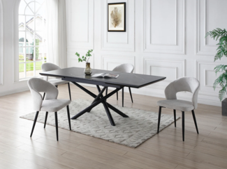 Vente-unique - Stuhl 2er-Set - Stoff & schwarzes Metall - Grau - NIYAMA