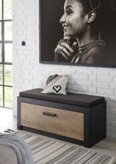 Schuhbank Brügge Sitzbank Sitzkissen 107cm fresco kastanie Rahmenoptik