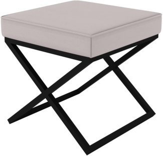 AX LIVING 1 Stk. Polster Hocker Pitinio 45 cm Beige schwarzes Gestell