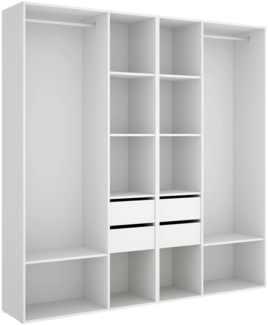 Dmora Großer Kleiderschrank Mala, Schlafzimmermöbel, Schrank, Garderobe, 196x45 h205 cm, Weiß und Eiche