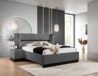 Polsterbett Doppelbett Set. 1 HAMILTON 160x200cm Stoff Magic Velvet Grafit