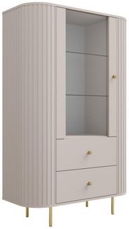 Compleo Standvitrine mit 2 Schubladen und Türen ZANTO Elegant design TOPSELLER Eiche cremona oder Beige