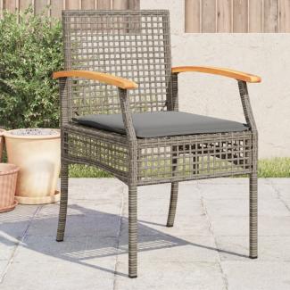 vidaXL Gartenstühle mit Kissen 4 Stk. Grau Poly Rattan Akazienholz 366252