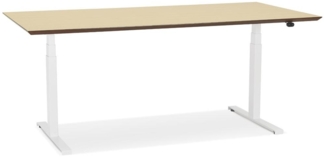 Kadima Design Schreibtisch elektrisch | 180x90 cm | Höhenverstellbar Große Arbeitsfläche Homeoffice | Beige-Weiß | Computertisch