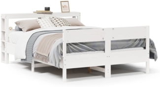 vidaXL Massivholzbett ohne Matratze Weiß 140x190 cm Kiefernholz 3306199