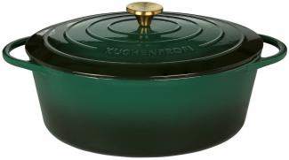 Küchenprofi Bratentopf oval Provence Gusseisen Emaille | 35cm Racing Green