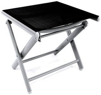 Mojawo Garten Klapphocker / Fußhocker, Metall silbergrau / Textilen schwarz, 48 x 43 x 40 cm