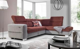 Ecksofa Sofa RELAX Polyesterstoff Grau/ Braun Ottomane Rechts