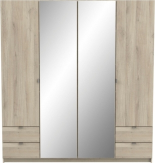 Demeyere GROUP Kleiderschrank Mellie, 2 Spiegel, 4 Schubladen, 36 Regale, 2 Kleiderstangen (H/B/ T ca. 191/180/52cm) maximaler Stauraum, Made in France