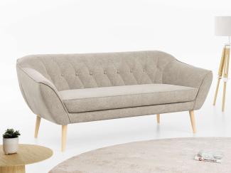 Sofa, Skandinavischer Stil, Holzbeine - PIRS - 3 Sitzer - Beige - Struktur