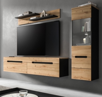 Wohnwand Cooper in Eiche und grau 221 cm