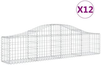 vidaXL Gabionen mit Hochbogen 12 Stk. 200x30x40/60 cm Verzinktes Eisen 3145377